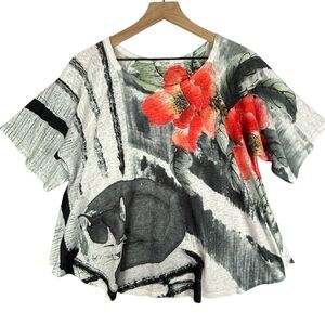 Et Lois Top Womens Small Sunbeam Catnap Lightweight Oversized Short Sleeve